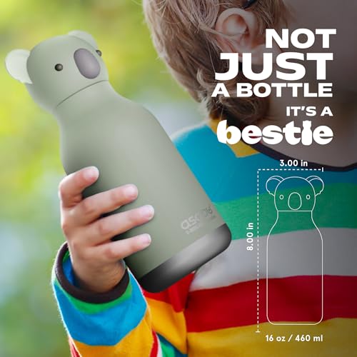 asobu Bestie Water Bottle, Cute Collectible Character, Leak Proof, BPA Free | 16 oz, Stays Cold 24 Hours, Double Wall Vacuum Insulation, Food Grade Stainless Steel, Spill Resistant, Great Gift Idea - color: FINN THE KOALA