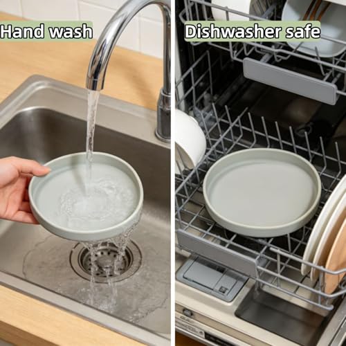 2 Pack 7 Inch Shallow Pet Bowls - Silicone Cat & Dog Food Dishes for Whisker Fatigue Relief - Non-Slip Flat Feeding Bowls for Dry/Wet Food & Water (Light Brown) - color: Light Brown