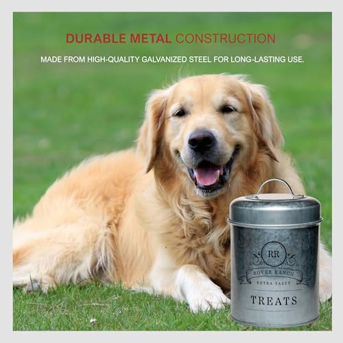 Amici Home Rover Ranch Pet Rover Ranch Metal Treats Canister - Silver 64 Oz - style: Treats