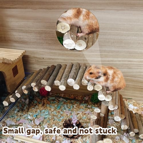 Bendable Hamster Bridge Fence 19.7&9.8In Wooden Hamster Ladder Rat ClimbingToys Cage Accessories for Syrian Hamster Gerbil Mouse