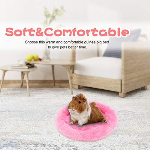 BWOGUE Hamster Bed, Round Velvet Sleep Pad for Guinea Pigs and Rats, 8.7 in | Round Mat for Small Pets, Soft Velvet Comfort, Machine Washable, Cage and Home Use, Hamsters Guinea Pigs - color: Rose Red