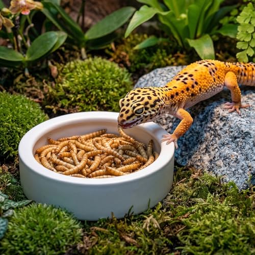 4 Pcs Reptile Bowl Food Dish Reptile Water Food Feeding Dish Ceramic Worm Pet Bowl Anti Escape Feeder for Lizard Anoles Chameleon Bearded Dragon Hermit Crab (4.92 Inch) - size: 4.92 Inch