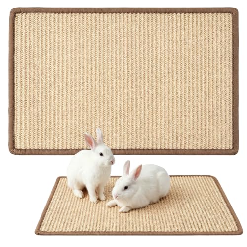 1 Pcs Natural Sisal Rabbit Scratching Pad, Bunny Mat & Chew Toy for Teeth Care & Nail Health, Cage Bedding for Indoor Rabbits, Guinea Pigs (16 x 12 Inches)