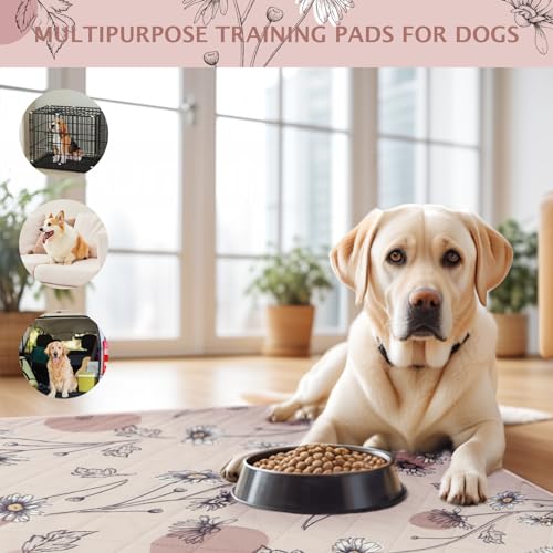 IEUUMLER Washable Pee Pads for Dogs, 2 Pack Non-Slip & Waterproof Pack Whelping Pad, Reusable Washable Puppy Potty Training Pad with Fast Absorbent for Playpen EU007 (Pink Daisy, 24"X18"-2pcs) - size: 24"X18"-2pcs