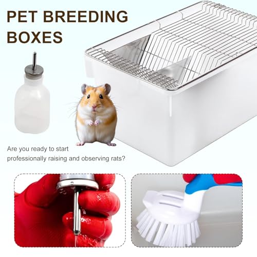 Lab Mouse Cage, Laboratory Rat Rodent Breeding Cage, Small Animal Cage, Mouse Breeding & Weaning Cage (M) - size: 12.5"L x 8.0"W x 5.9"H