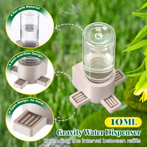 2 Pcs 10ML Jumping Spider Water Dispenser with Magnets, Wooden | Gravity-Fed Automatic Water Supply, Safe Material forTarantulas Enclosure/Habitat, Flexible Magnetic Installation