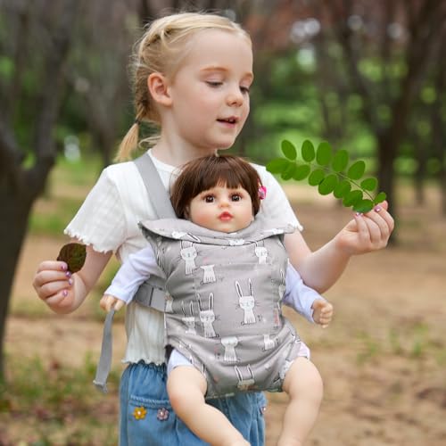 GAGAKU Baby Doll Carrier for Little Girls, Reborn Doll Accessories for Toddlers 3+, Kids Toy Baby Dolls Sling Carrier - Gray - Rabbit - color: 2_gray_rabbit
