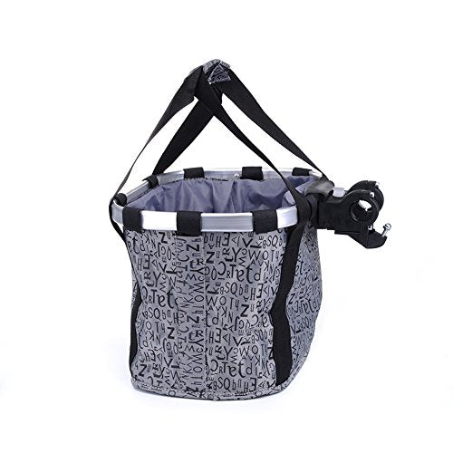 Pet Dog Bike Basket & Carrier Bag- Foldable Detachable Pet Travel Bicycle Basket - Small Animal Dog Cat Rabbit Bike Ride Basket Carrier (Gery) - color: Grey