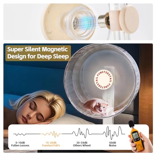 Super Silent Hamster Wheel 10.4 Inch, Magnetic Large Rat Wheel for Chinchilla, Gerbil, Guinea Pig, Cat, Mouse, Sugar Glider and Dwarf, Syrian Hamster Accessories (Cream White) - color: Cream White, size: Medium(10.4inch)