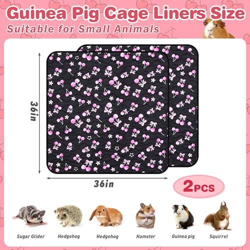 2 Pack Waterproof Guinea Pig Cage Liner, 36" x 36" Washable Reusable Guinea Pig Liner, Super Absorbent Leak-Proof Pet Pee Pad Mats for Guinea Pigs Rabbit Chinchilla Bunny Hamster - size: 36*36 inch 2pack