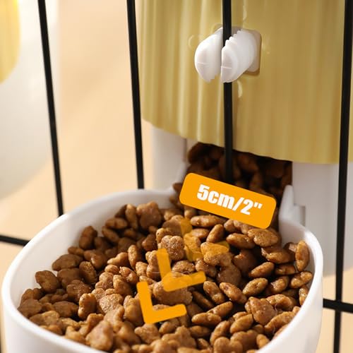 Automatic Rabbit Feeder and Water Dispenser Set,54oz Gravity Food Feeder&17oz Leak-Proof Water Bottle for Guinea Pigs,Small Animals,Chinchillas,Ferrets,Cage Mount Feeding Station（Cat Head）