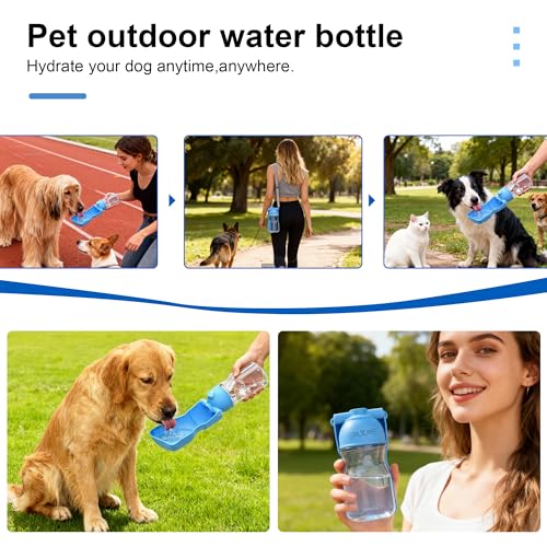 Amerisun Dog Water Bottle16.9 OZ Collapsible Leak-Proof Pet Water Bowl | Collapsible Water Bottle,Suitable for Dog, Cat, Puppy Guinea Pig Hamster & Bunny Ideal for Walking Hiking(A012B-blue) - color: A012B-blue