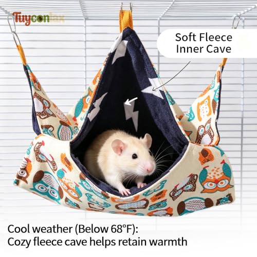 Rat Hammock - Small Animal Hanging Bed for Guinea Pigs | Machine washable, suitable for all seasons, space-saving hideout, durable canvas, sturdy metal clips, pet-safe material