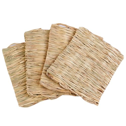 Natural Grass Woven Mat Rabbit Mat for Small Animal Bunny Bedding Nest Chew Toy Bed Play Toy for Guinea Pig Parrot Rabbit Hamster Rat(Small)