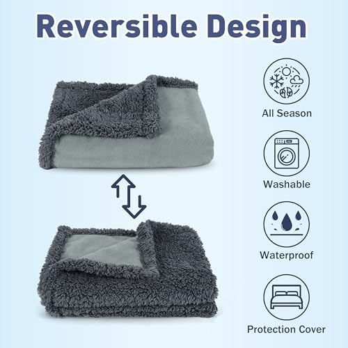 Kritter Planet Waterproof Reversible Pet Blanket for Dogs and Cats | 60 x 80 Inch, Waterproof Cover for Sofa and Bed, Washable Protection Against Fur, Dirt, Scratches and Everyday Messes - color: Grey/Charcoal Grey, size: 80"x60"