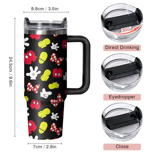 30oz Cartoon Mouse Tumbler with Handle and Straw Lid | Stainless Steel Insulated Tumbler, BPA FREE Travel Coffee Mug Cup for Car Cold and Hot - Birthday, Christmas Gift - color: Mouse, size: 30 Ounces