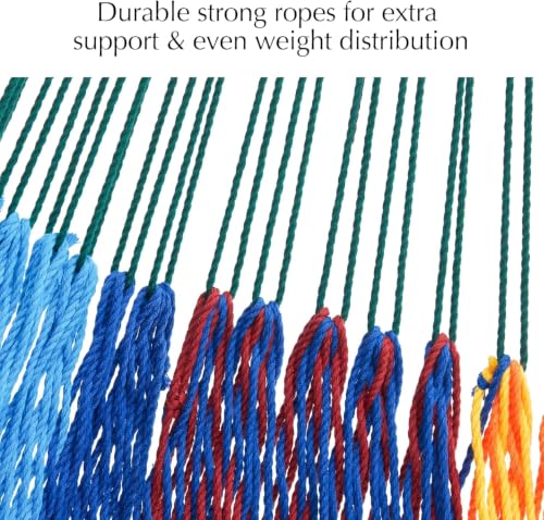 Family Handwoven Rope Mayan Hammock, 600 lbs Capacity, Extra Large | 2 Person, Portable Carrying Bag, Easy-Used Tree Straps, Carabiners, Soft Fabric, Patio (Tropical, XX-Large) - color: Tropical, size: XX-Large