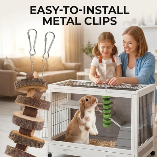 5pcs Hanging Rabbit Chew Toys Hay Ball Apple Stick Wood Pet Snack | natural timothy hay sticks for rabbits guinea pigs pets Teeth grinding support high fiber digestion handmade no additives - style: String-5pcs