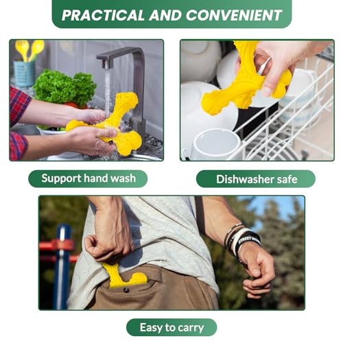 Dog Chew Toys for Aggressive Chewers Large Breed,Indestructible Bones Toy，Durable Cleaning Toothbrush Natural Rubber Dog Toys… (Yellow) - color: Yellow