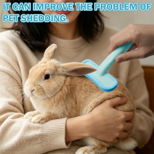 2Pcs Rabbit Bunny Soft Brush, Practical Brush for Rabbits Grooming, Soft Silicone Small Animal Massage Comb, Bunny Grooming Kit Supplies Suitable for Cats Puppies & Other Pets(Blue) - color: 2pc-blue