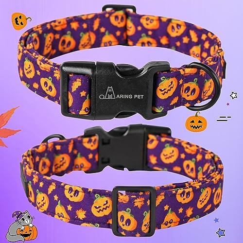 ARING PET Halloween Dog Collar, Cute Purple Fall Pumpkin Doggy Pet Puppy Collars for Small Medium Large Girl Boy Dogs-XS - color: Halloween Purple, size: X-Small