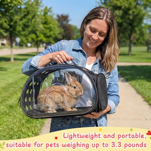 Hsei Small Pet Carrier Bag Portable Small Animal Travel Bag with Clear Side Panel Shoulder Strap for Hamster Chinchilla Rabbit Hedgehog Sugar Bird Lizard