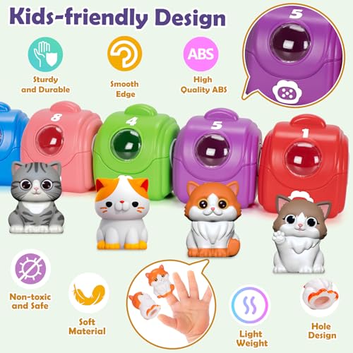 Learning Toys for Toddlers 1 2 3 Year Old Toddlers, 20Pcs Kitten Finger Puppets for Kids, Montessori Counting, Matching & Sorting Toy, Christmas Birthday Gifts for Baby Boys Girls Age 12-18 Months - style: KITTEN