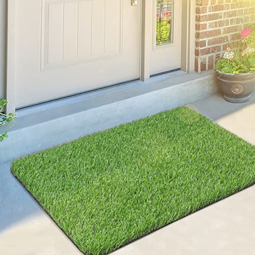 Artificial Grass Door Mat, Fake Grass Rug for Entrance, Dog, 24" x 36" | Realistic look, Durable TPR bottom, Non-Slip, Safety material, Soft underfoot - size: 2' x 3' (Rectangular)