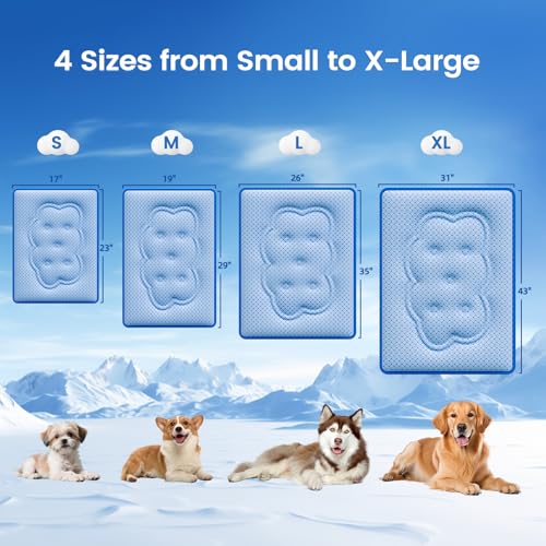 Dog Cooling Mat, Thick Cooling Mat for Dogs with PCM & Thermochromic Tech, Dual-Sided Durable Waterproof Cool Pet Bed Mat for All-Year Use, Q-Max>0.5, Machine Washable, Non-Toxic - M(19" x 29") - size: Medium