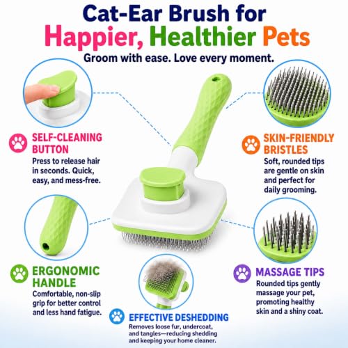 Versatile Pet Grooming Brush and Deshedding Tool - Gently Removes Loose Undercoat for Cats and Dogs, Suitable for Pet Massage (Green Light) - color: Light Green