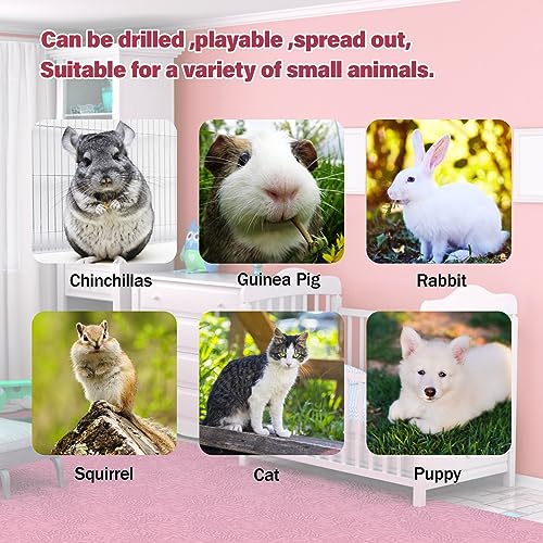BWOGUE Bunny Tunnel Bed, 2-in-1 Collapsible Rabbit Tunnel Hideout with Mat | Removable Mat for Washing, Ball Toy for Play, Tunnel Tubes for Hiding, Soft Suede Fabric, Cats Rabbits Guinea Pigs - color: Red