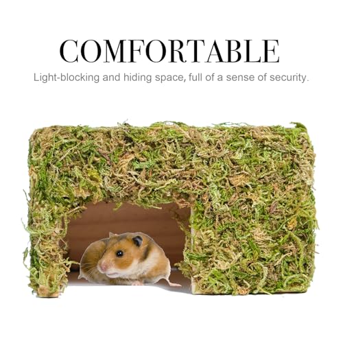 Hamster Hideout - Large, Natural Moss, Handcrafted for Syrian Hamsters, Rats & Guinea Pigs, Hermit Crab,Hedgehogs,Lizards & Other Reptiles（Square, Large） - size: Square, Large