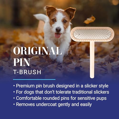 Chris Christensen Mini Grooming Brush - Comfortable High-Grade Stainless-Steel Rounded and Polished Pins - Removes Long & Loose Hair from Dogs & Cats - size: 16mm-Mini