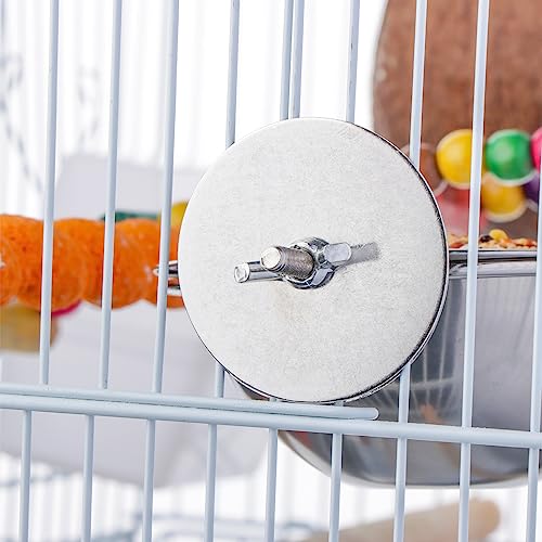 2 Pack Bird Feeding Dish Cup, Stainless Steel Birdcage Food Bowl with Clamp Holder for Bird Parrot Parakeet Macaw Finches Lovebirds Cockatiel Conure Budgies