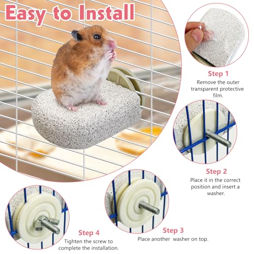 4 Pack Hamster Climbing Ledge Platform Lava Ledges for Rats Hanging Pet Chewing Grinding Toys Small Animal Cage Accessories for Gerbil Guinea Pig Rat Mouse (Small,Gray) - size: Small