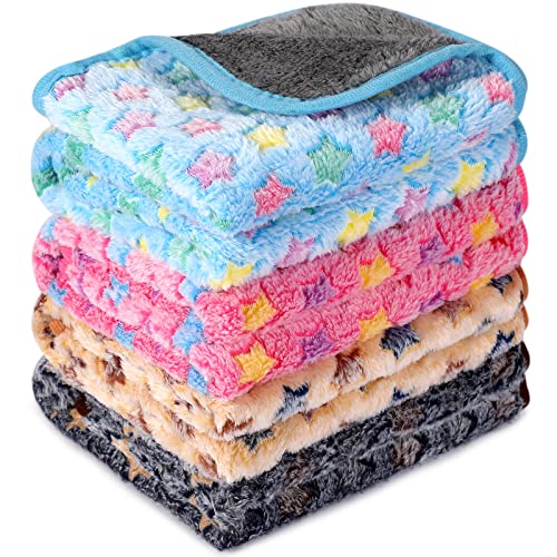 Reginary 4 Pcs Waterproof Guinea Pig Blankets Washable Small Animal Fleece Bedding Absorbent Guinea Pig Cage Liners Reusable Training Pee Pad Pet Sleep Mat for Hamster(Star Pattern,24 x 16 Inch) - size: 24 x 16 Inch