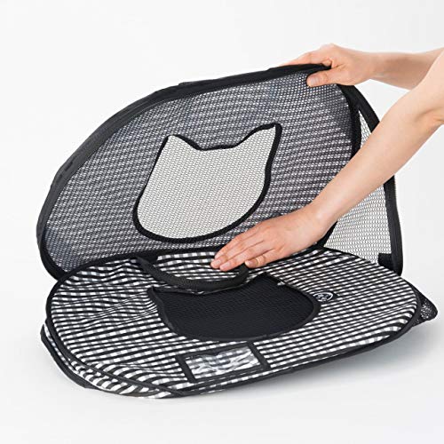 Necoichi Stress-Free Cat Travel Carrier Collapsible Gray White for 2 Cats, for Indoor Cats Small Medium Large Cats(Black)