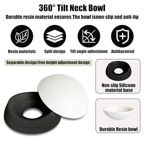 French Bulldog Food Bowl- Slanted Tilted Pug Food Water Bowl,Cat Bowl- Feeder for Frenchie/Shih Tzu/Flat Faced Small Dogs/Puppies/Cats (Black, 2 Cup) - color: Black, size: 2 Cup