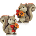 DoubleFill 2 Pcs Fall Squirrel Figurine Thanksgiving Wooden Squirrel Figurines Table Decoration for Autumn Thanksgiving Gifts Home Office Centerpiece Decor Party Supplies (Modern Style) - style: Modern Style