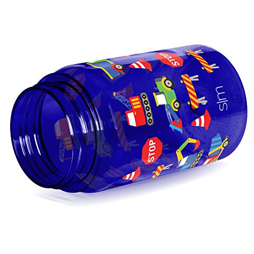 Simple Modern Kids Tritan Plastic Summit Water Bottle | 12 oz BPA-Free Cup with Covered Leak Proof Straw Lid for Boys, Girls, Toddlers | Under Construction - color: -Under Construction, style: Covered Lid | 12oz