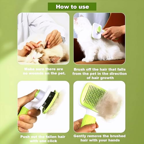 Versatile Pet Grooming Brush and Deshedding Tool - Gently Removes Loose Undercoat for Cats and Dogs, Suitable for Pet Massage (Green Light) - color: Light Green
