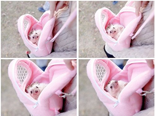 1 PCS Portable White Mesh African Hedgehog Hamster Breathable Pet Dog Carrier Bags Handbags Puppy Cat Travel Backpack (M, White Mesh - Pink, 18 x 22cm/7 x9 inch) - color: White Mesh - Pink, size: 7.3"L x 3.0"W x 7.9"H