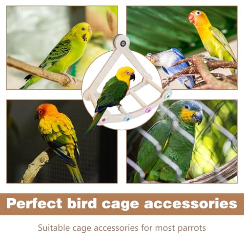Bird Stand Perch,Interactive Rocking Parakeet Perch, Wooden Exercise Wheel Cockatiel, Parrot Swing,Bird Playground Play Stands for Conure Budgie(A) - color: A
