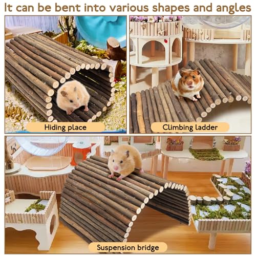 PINVNBY 2 PCS Extra Large Wooden Bunny Ladder Bridge-20 x 11.8 inches, Rabbits Hideout House Tunnel, Rodents Chew Toys for Guinea Pig Chinchillas Hedgehogs Ferrets Rat - size: 2 PCS, L ( 20 X 11.8 inches )