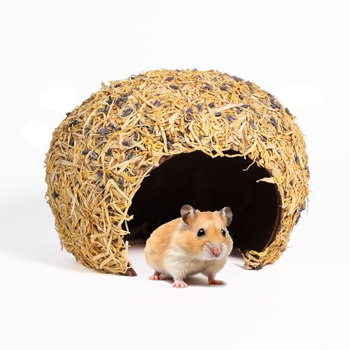 Hamster Hideout - Large, Natural Flowers, Handcrafted for Syrian Hamsters, Rats & Guinea Pigs, Safe & Eco-Friendly (Flower,Large) - size: Flower, Large