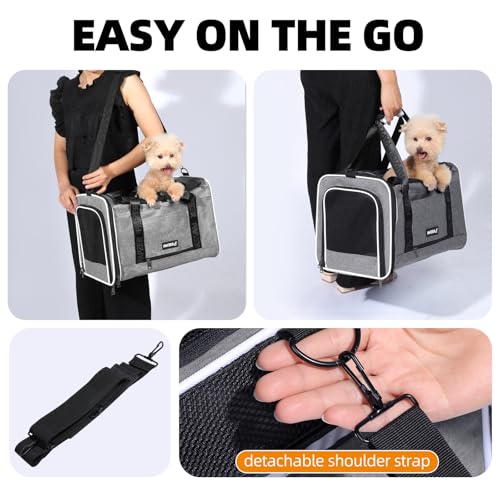 Cat Carrier for Travel, Soft-Sided, Top Loading, Privacy Curtain, to 20 lbs | Medium Pet Carry Bag Nervous Cat, Vet Visits Car Transport, Luggage Sleeve Suitcase Attachable Small Puppy Crate Kennel Grey - color: Grey