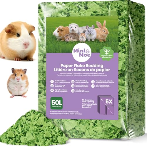 Hamster Bedding 50L Guinea Pig Paper Bedding Odor Control 99% Dust-Free | Small Pet Bedding Natural Paper Expands 5X Soft Dust-Free Unscented Support Burrowing, Nesting, Easier Daily Cage Care - color: Springtime-50L