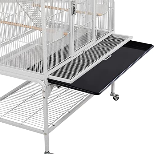 Yaheetech 69'' Extra Large Bird Cage Metal Parrot Cage w/Detachable Stand for Mid-Sized Parrots Cockatiels Conures Parakeets Lovebirds Budgie Finch, White - color: White