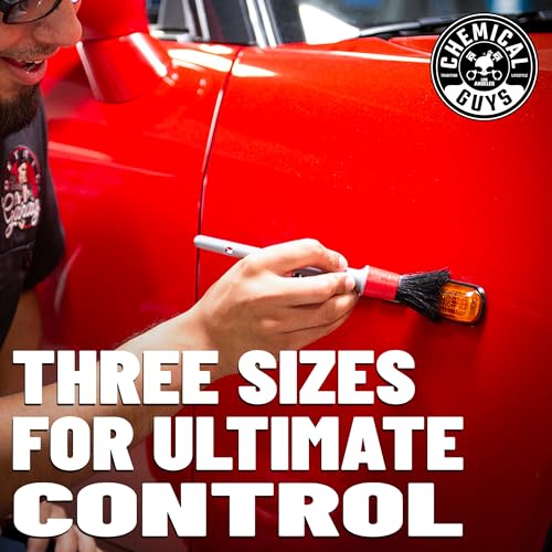 Chemical Guys All in the Details Exterior Detailing Brushes - 3-Piece Soft Scratch-Free Brushes for Wheels, Bumpers, Grilles, Badging & Tight Exterior Gaps on Cars, Trucks, SUVs & More | Three soft, scratch-free brushes reach wheels, bumpers, grilles, bad
