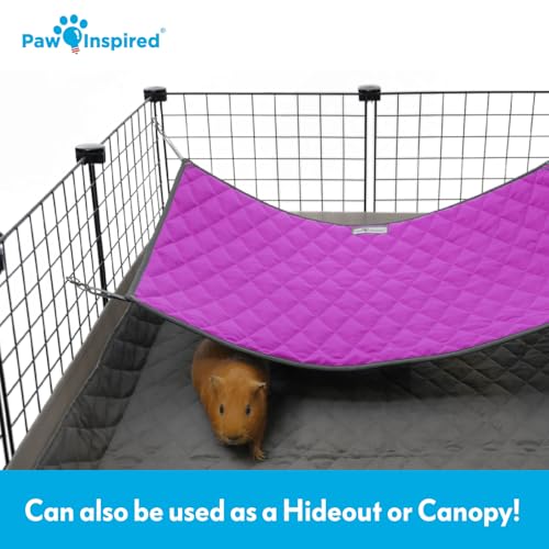 Paw Inspired Hanging Fleece Hammock for Small Animals, Gray/Pink | Hammock with Swivel Clips for Pet Cage for Ferrets, Rats, Chinchillas, Sugar Gliders, Hideout Toy for Guinea Pigs, Hamsters - color: Gray/Pink
